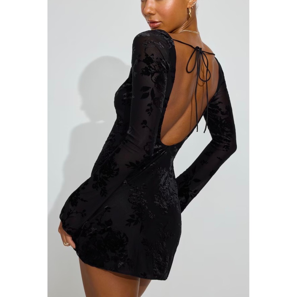 NWT Garage Burnout Open Back Mini Dress black size small